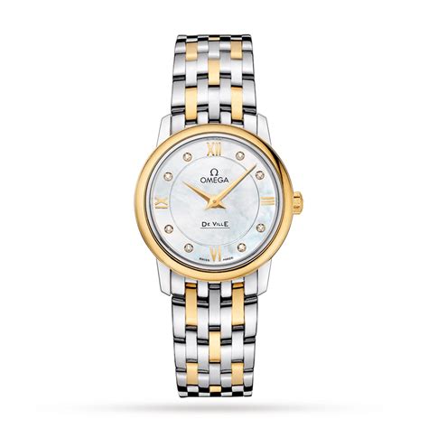 omega de ville prestige yellow gold case ladies quartz watch|omega de ville prestige watch.